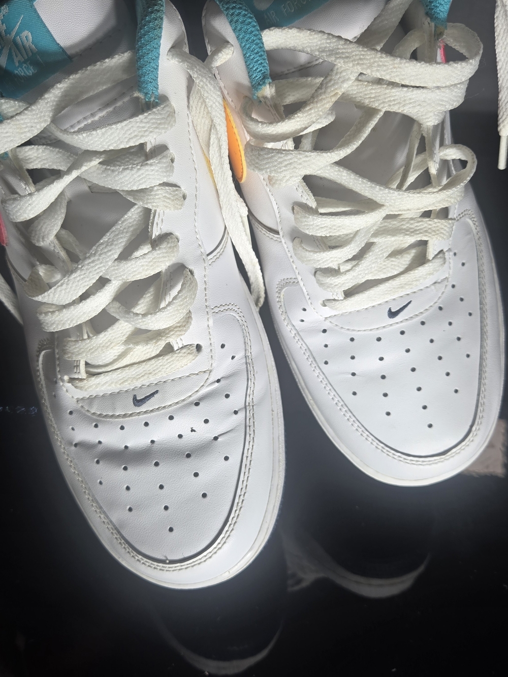 NIKE AIR FORCE 1 07 WHITE/RACER PINK-THUNDER BLUE size 12** - Picture 7 of 8